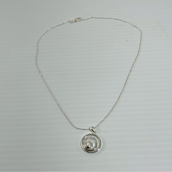 Silver Circle Round Layer Pendant Necklace Chain Big Medallion Modern Unique New - Picture 1 of 7